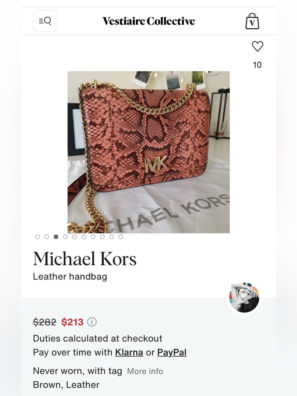 Michael Kors Pink Snake-Print Leather Shoulder Bag with Gold Hardware